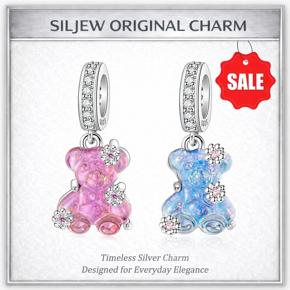SilJew 925 Sterling Silver Bear Dangle Charm Resin Pink Blue CZ Bead Fit Original Bracelet Women DIY Spring Jewelry Making Gift
SilJew 925 Sterling Silver Bear Dangle Charm Resin Pink Blue CZ Bead Fit Original Bracelet Women DIY Spring Jewelry Making Gift