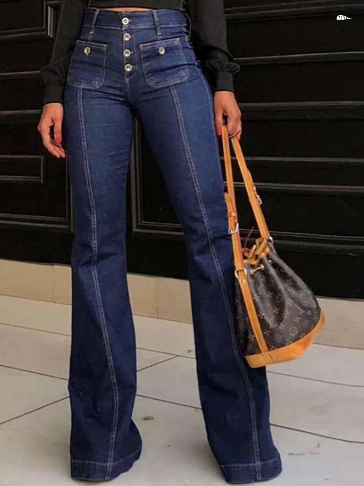 Retro High Waist Slim Flared Jeans Washed Denim Elastic Fitting Bell Bottom Pants Long Trousers Blue Jeans Women's Fashion
Retro High Waist Slim Flared Jeans Washed Denim Elastic Fitting Bell Bottom Pants Long Trousers Blue Jeans Women's Fashion