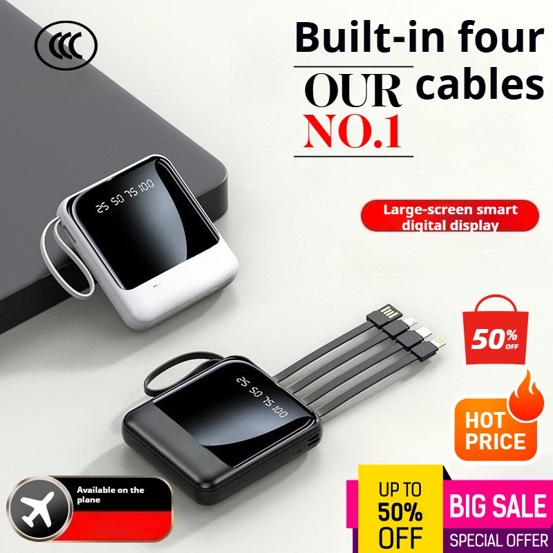 Mini built-in cable power bank 5000mAh compact and portable mobile power bank suitable for iPhone, Xiaomi, Huawei, Samsung
Mini built-in cable power bank 5000mAh compact and portable mobile power bank suitable for iPhone, Xiaomi, Huawei, Samsung