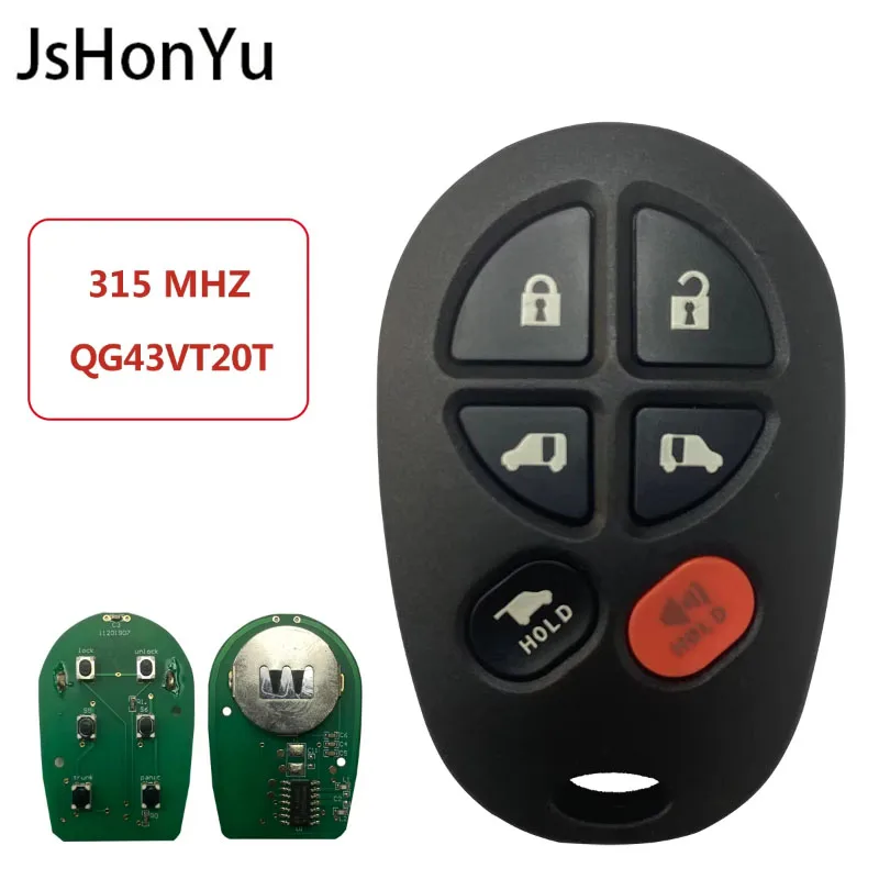 JsHonYu 315MHz 6 Button Remote Key for Toyota Sienna 2004-2016 Replacement Smart Keyless Entry Control Key Fob GQ43VT20T
JsHonYu 315MHz 6 Button Remote Key for Toyota Sienna 2004-2016 Replacement Smart Keyless Entry Control Key Fob GQ43VT20T