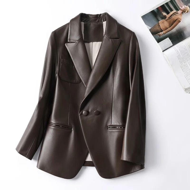 2023 Spring Office Ladies Double Breasted Luxury Sheepskin Genuine Leather Blazer Jacket Women Slim Fit Work Cargo Jackets Oute
2023 Spring Office Ladies Double Breasted Luxury Sheepskin Genuine Leather Blazer Jacket Women Slim Fit Work Cargo Jackets Oute