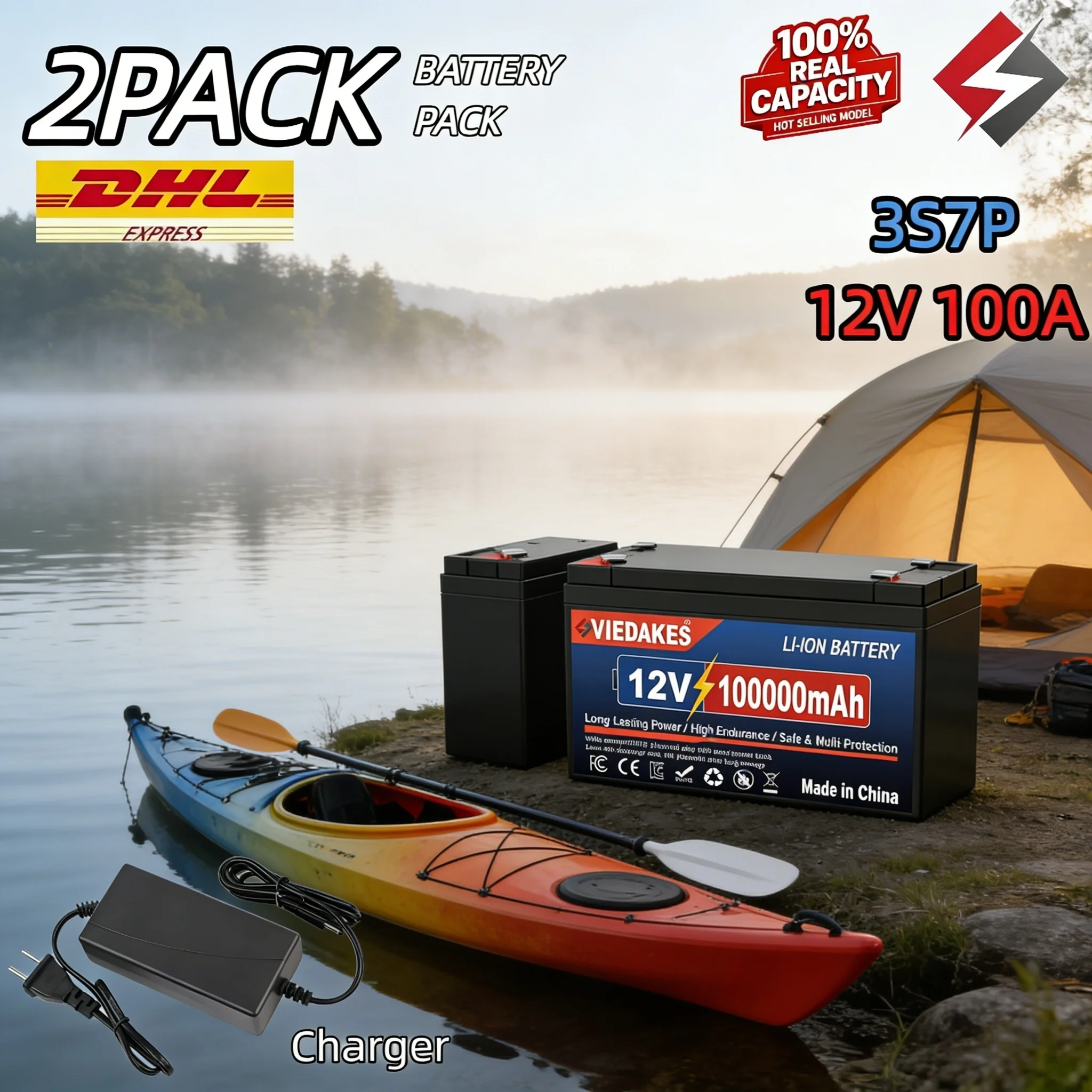 12V Lithium 3S7P 18650 Battery Pack Box 12.8V 100Ah LiFePO4 Solar Rechargeable Built-in BMS & Charger
12V Lithium 3S7P 18650 Battery Pack Box 12.8V 100Ah LiFePO4 Solar Rechargeable Built-in BMS & Charger