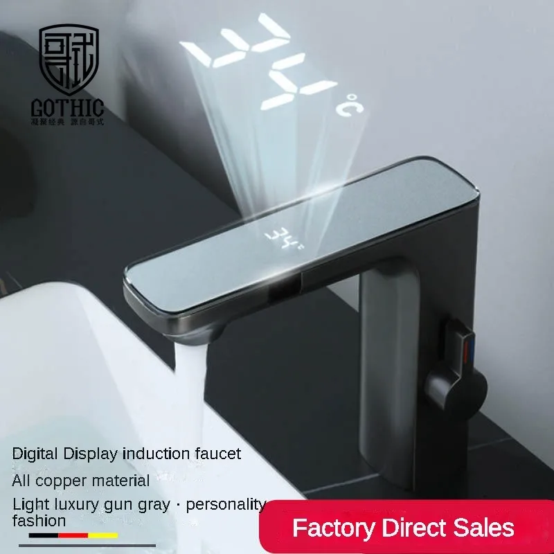 Washbasin Double Sense Faucet Gun Gray Black Intelligent Digital Display Bathroom Faucet Inter-Platform Basin Mixer Tap White
Washbasin Double Sense Faucet Gun Gray Black Intelligent Digital Display Bathroom Faucet Inter-Platform Basin Mixer Tap White