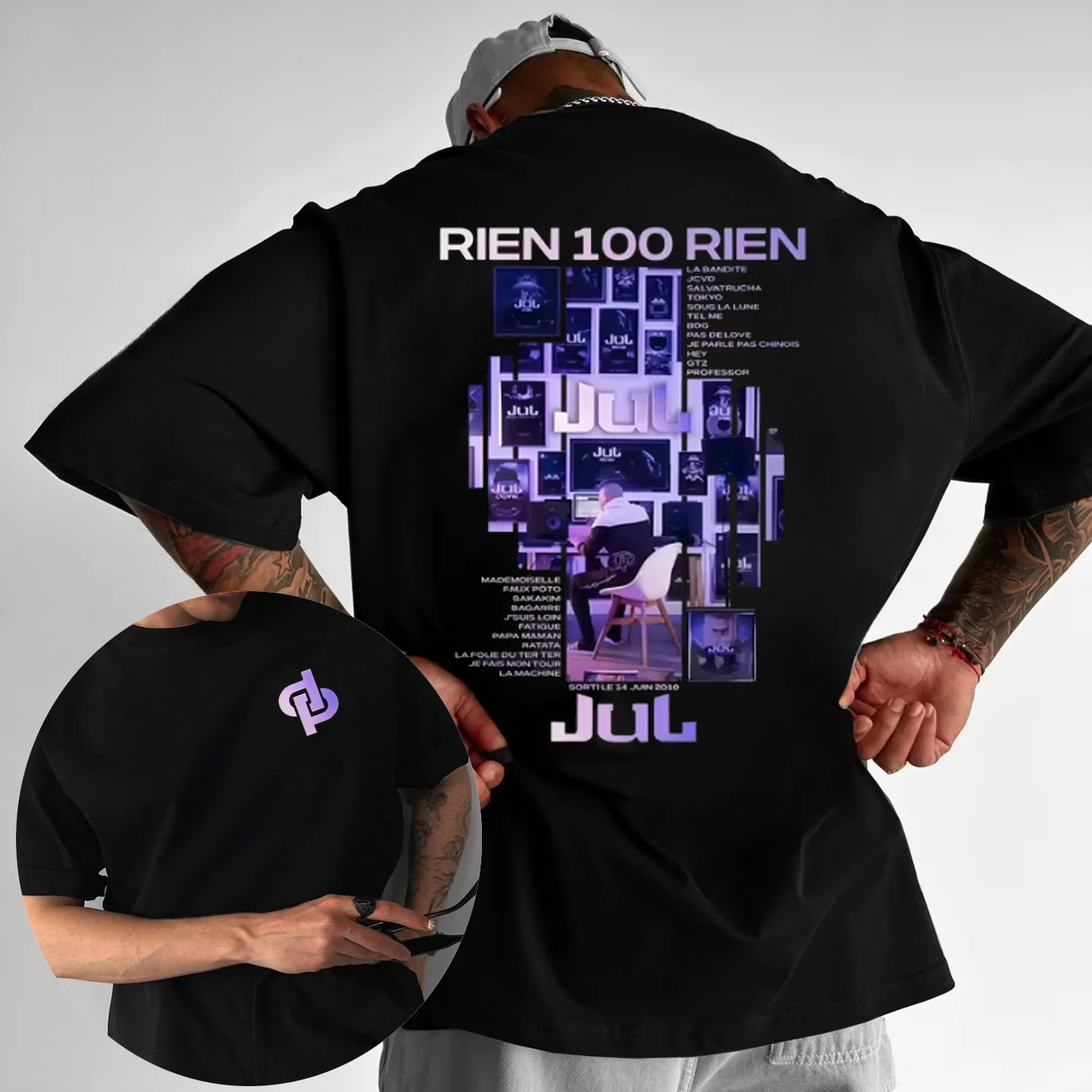 Рэпер Jul Rien 100 Rien Album Tour 2025 Летняя футболка с графическим принтом из 100% чистого хлопка Мужская модная одежда Свободная одежда в стиле хип-хоп
Рэпер Jul Rien 100 Rien Album Tour 2025 Летняя футболка с графическим принтом из 100% чистого хлопка Мужская модная одежда Свободная одежда в стиле хип-хоп