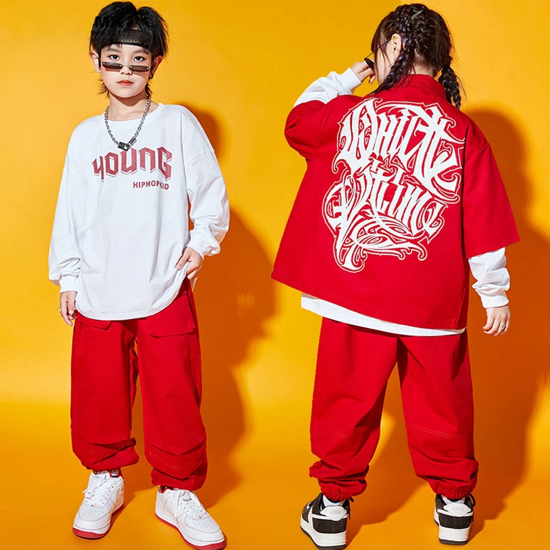Hip Hop Dance Costumes For Kids Red Coat Cargo Pants Suit Girls Boys Jazz Modern Dance Rave Clothes Street Dance Wear DQS14938
Hip Hop Dance Costumes For Kids Red Coat Cargo Pants Suit Girls Boys Jazz Modern Dance Rave Clothes Street Dance Wear DQS14938