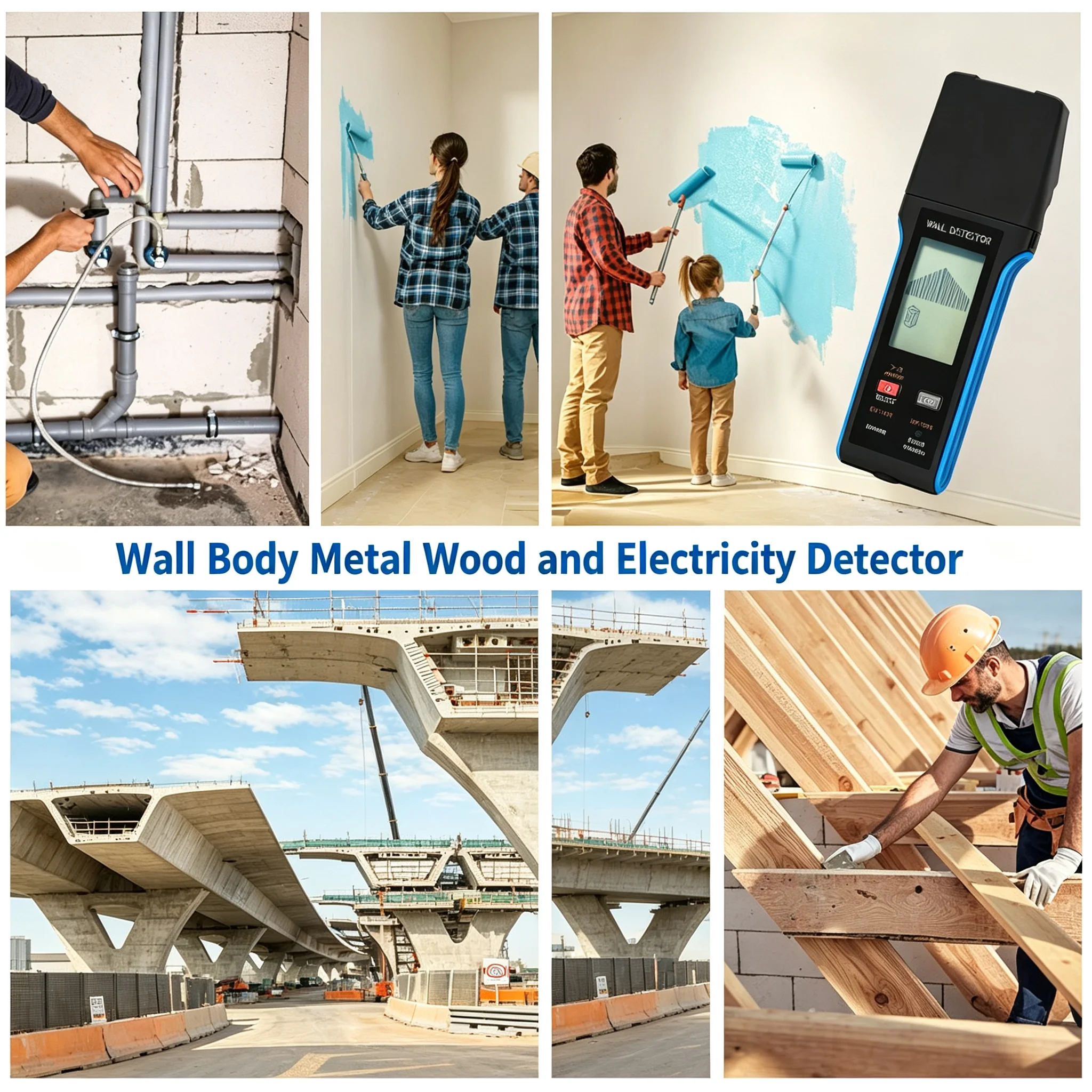 HP5000H 3-in-1 Stud Finder Metal Wood AC Live Wire Scanner, 10cm Depth Rechargeable with Type-C LCD for Home Renovation & DIY
HP5000H 3-in-1 Stud Finder Metal Wood AC Live Wire Scanner, 10cm Depth Rechargeable with Type-C LCD for Home Renovation & DIY
