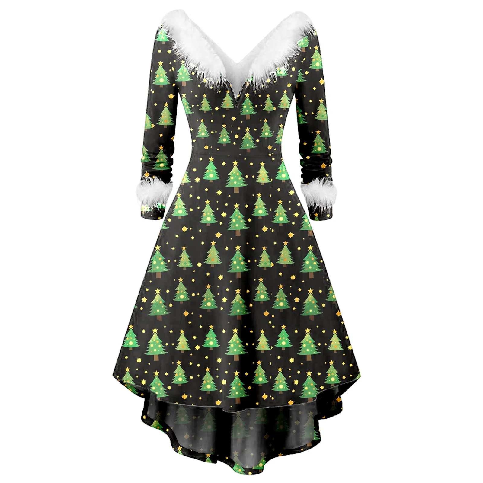 Female Long Sleeve Irregular A-Line Flowy Dress Women Fashion Spliced Christmas Dress Winter Furry Plush Party Elegant Dresses
Female Long Sleeve Irregular A-Line Flowy Dress Women Fashion Spliced Christmas Dress Winter Furry Plush Party Elegant Dresses