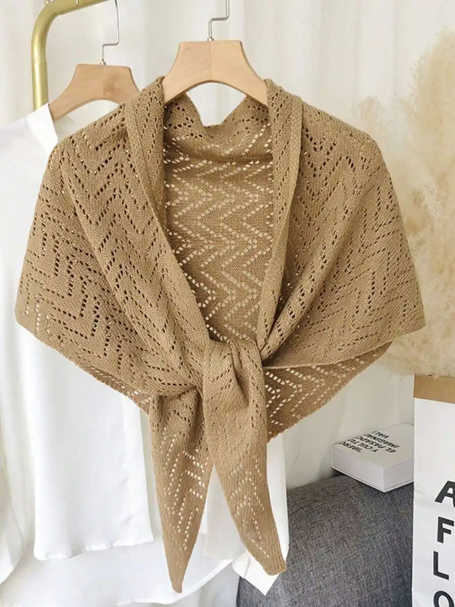 Lightweight Openwork Knit Shawl Wrap, Triangle Scarf For All Season Everyday Wear
Lightweight Openwork Knit Shawl Wrap, Triangle Scarf For All Season Everyday Wear