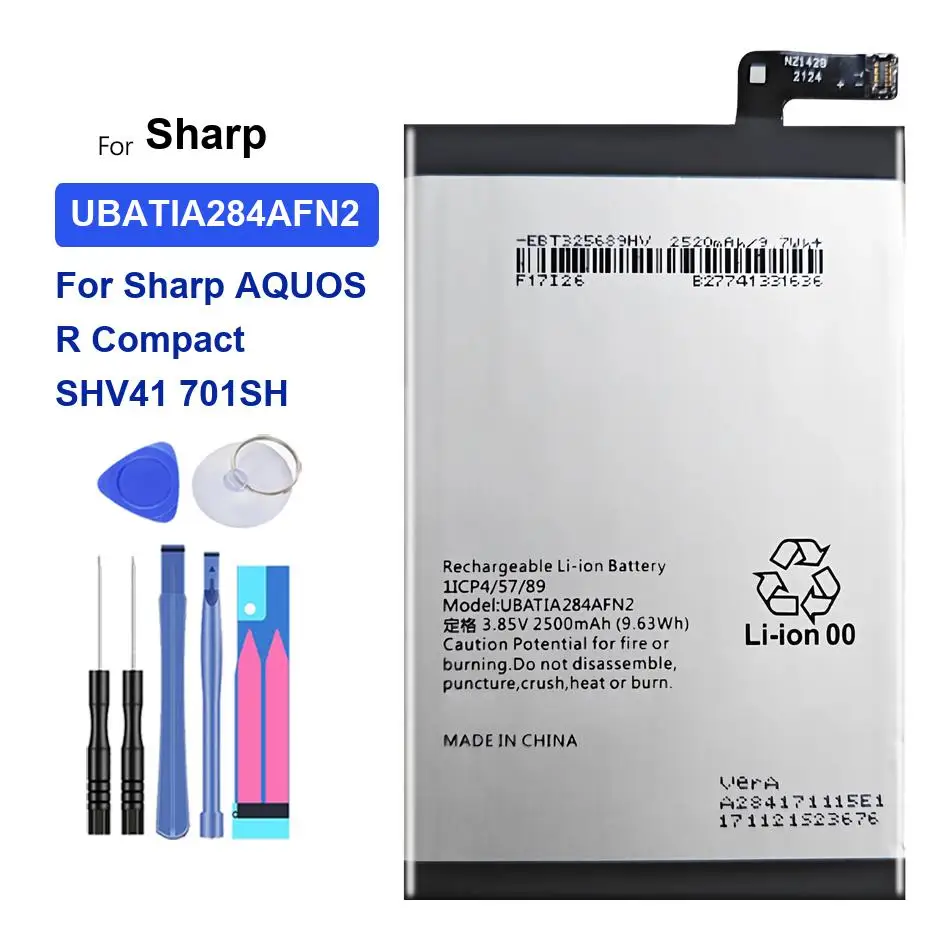 For Sharp Aquos R Compact SHV41 701SH 2500mAh Mobile Phone Battery Environmentally Friendly UBATIA284AFN2
For Sharp Aquos R Compact SHV41 701SH 2500mAh Mobile Phone Battery Environmentally Friendly UBATIA284AFN2