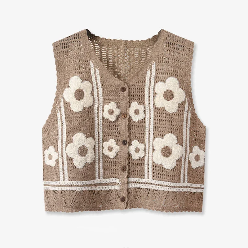 Cute Floral Crochet Vest for Women Openwork Button Down Sleeveless Jacket Sweater Vest Teen-girl Boho Vacation Outfit
Cute Floral Crochet Vest for Women Openwork Button Down Sleeveless Jacket Sweater Vest Teen-girl Boho Vacation Outfit