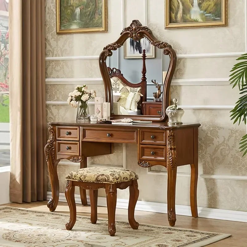 Dressing table with mirror Solid wood engraved dressing table with 5 drawers European style home furniture Hotel furniture
Dressing table with mirror Solid wood engraved dressing table with 5 drawers European style home furniture Hotel furniture