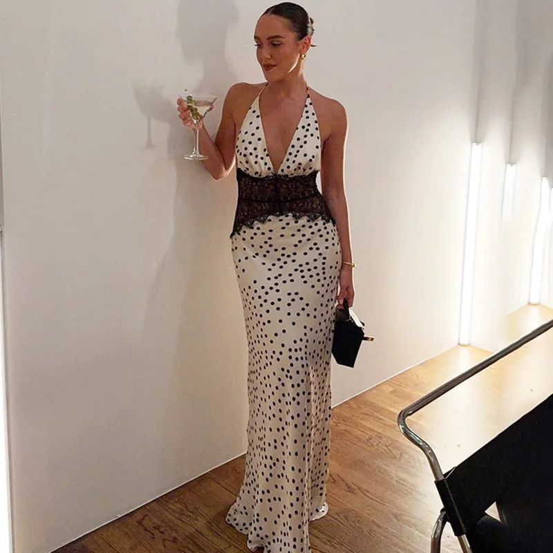 Ticketsx Elegant Lace Dress Women's Sexy Hollow Out Lace Polka Dot Patchwork Halter Dress New Luxury Female Party Evening Dress
Ticketsx Elegant Lace Dress Women's Sexy Hollow Out Lace Polka Dot Patchwork Halter Dress New Luxury Female Party Evening Dress