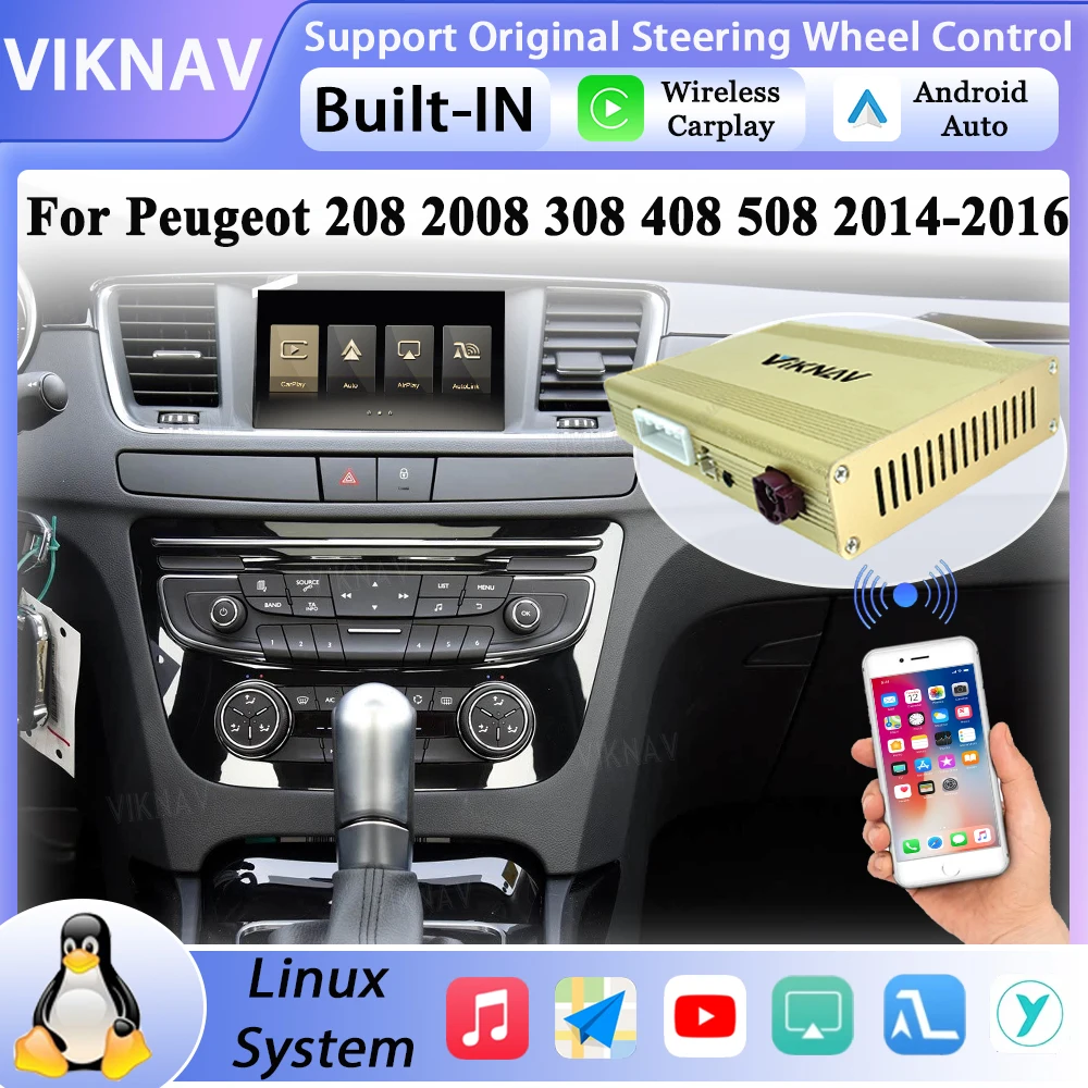 For Peugeot 208 2008 308 408 508 2014-2016 Carplay Upgrade Decoder Interface Box Screen Android Auto Multimedia BT Player Stereo
For Peugeot 208 2008 308 408 508 2014-2016 Carplay Upgrade Decoder Interface Box Screen Android Auto Multimedia BT Player Stereo