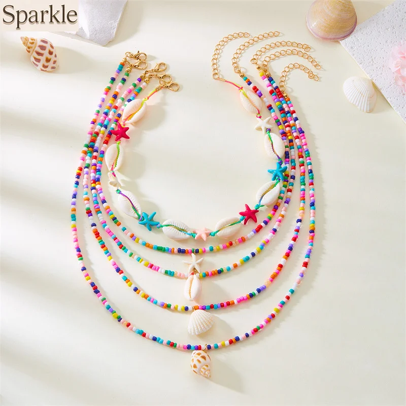 Bohemian Multi - layer Beach Necklace For Women Girls Starfish Seashell Conch Seed Beads Trendy Summer Neck Chain
Bohemian Multi - layer Beach Necklace For Women Girls Starfish Seashell Conch Seed Beads Trendy Summer Neck Chain