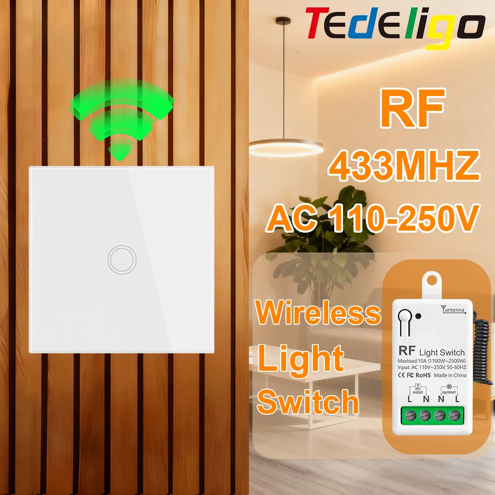 Беспроводной выключатель света 433 МГц, 110 В, 220 В, мини-релейный приемник с сенсорными переключателями 1/2/3Gang, дистанционное управление, потолочный светильник, вентилятор
Беспроводной выключатель света 433 МГц, 110 В, 220 В, мини-релейный приемник с сенсорными переключателями 1/2/3Gang, дистанционное управление, потолочный светильник, вентилятор