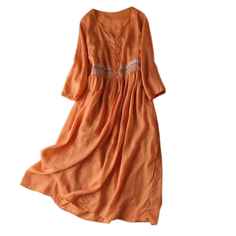 Women Ethnic Style Dress Spring Summer Round Neck Long Sleeve Embroidery High Waist A-line Half Double Layers Midi Dress
Women Ethnic Style Dress Spring Summer Round Neck Long Sleeve Embroidery High Waist A-line Half Double Layers Midi Dress