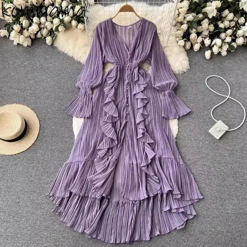 Плиссированные платья с нерегулярными оборками, v-образным вырезом и длинными рукавами, Vestido, большие качели, женские платья 2025 года, платье-туника, элегантная одежда
Плиссированные платья с нерегулярными оборками, v-образным вырезом и длинными рукавами, Vestido, большие качели, женские платья 2025 года, платье-туника, элегантная одежда