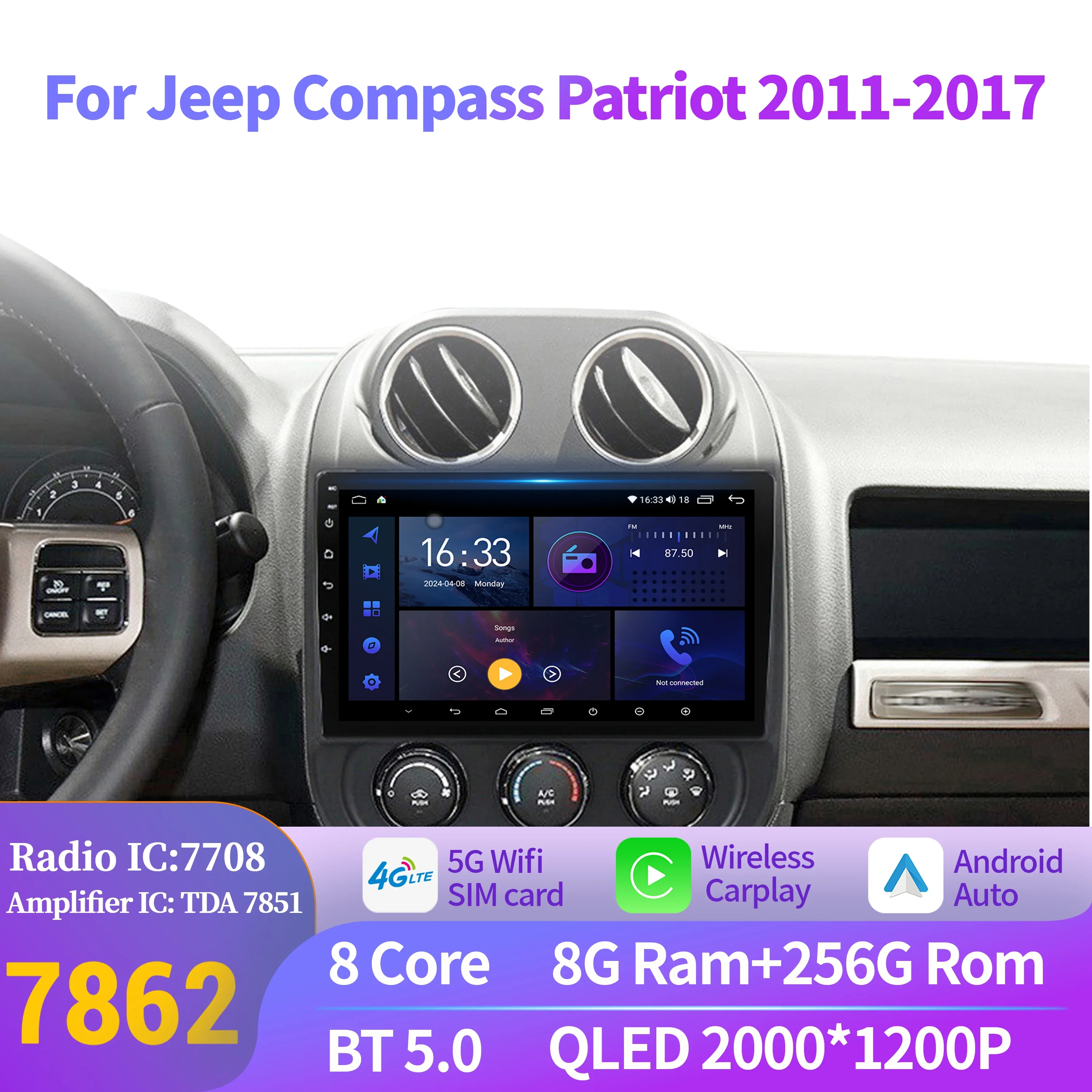 Android 14 для Jeep Compass Patriot 2011-2017 монитор автомобиля авторадио навигация стерео радио 7862S 8G 256G сенсорный 2K QLED экран
Android 14 для Jeep Compass Patriot 2011-2017 монитор автомобиля авторадио навигация стерео радио 7862S 8G 256G сенсорный 2K QLED экран