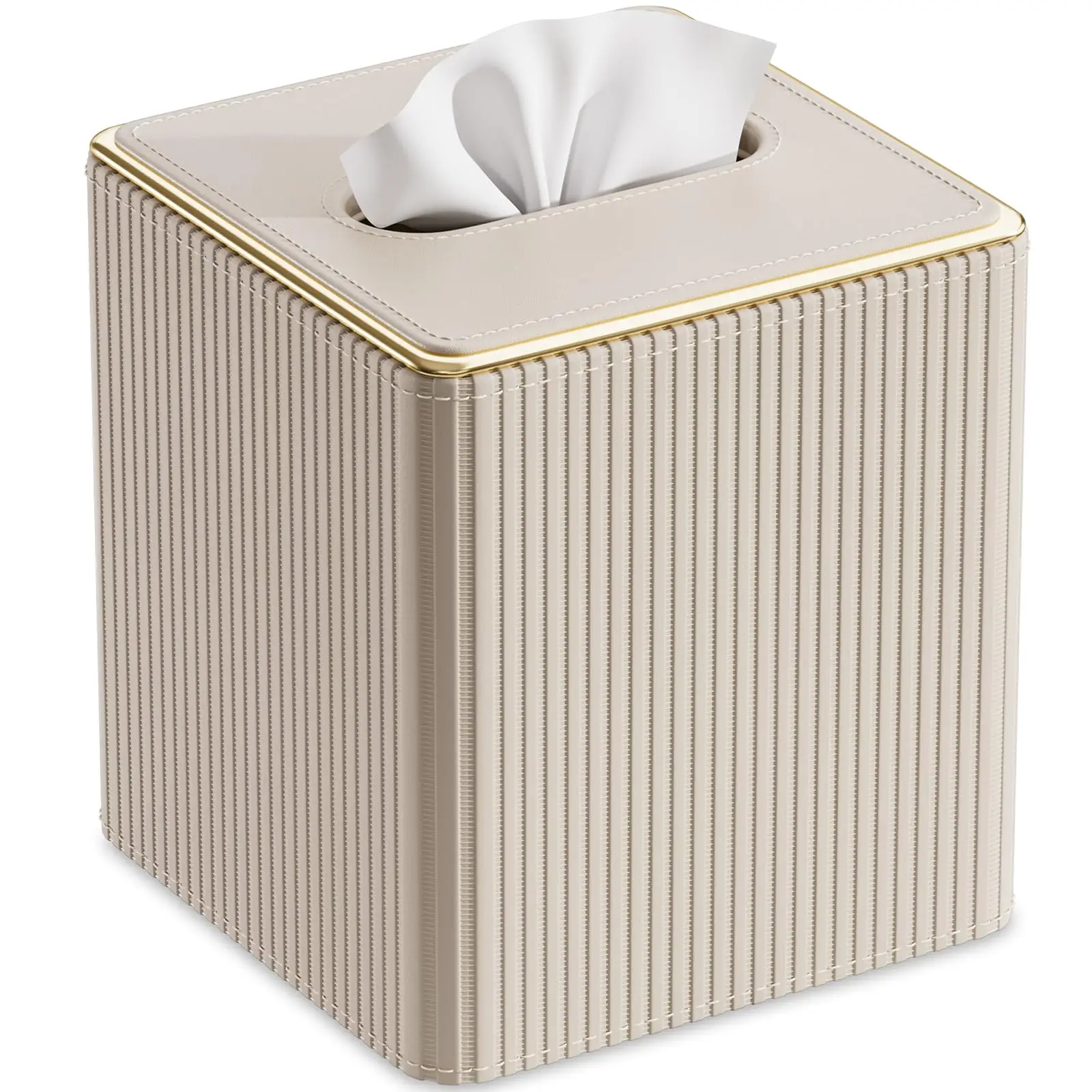 Beige PU Leather Cube Tissue Dispenser With Metallic Trim For Home, Bathroom And Car Use
Beige PU Leather Cube Tissue Dispenser With Metallic Trim For Home, Bathroom And Car Use