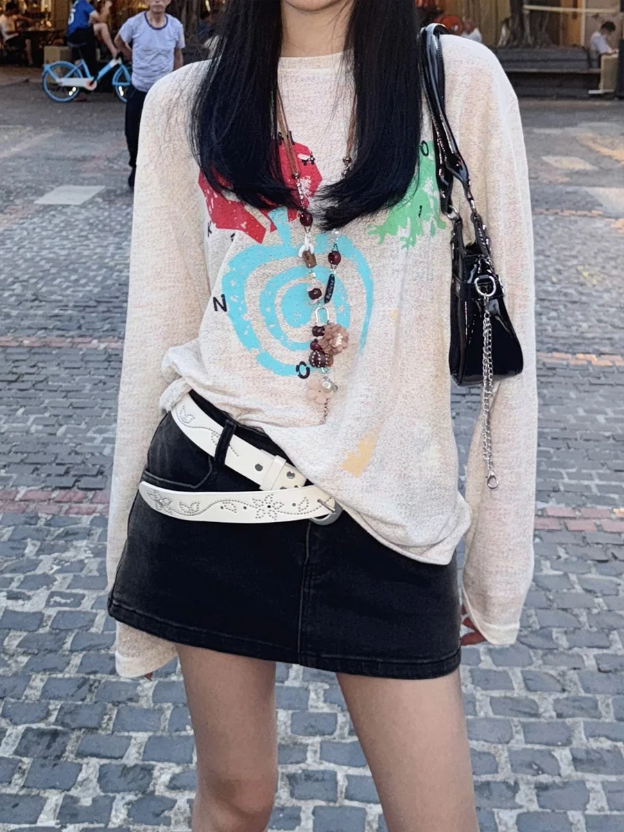 Американский ретро-топ с принтом, свободный крой, длинный рукав, защита от солнца, повседневный, свободный крой, круглый вырез, топ-блузка
Американский ретро-топ с принтом, свободный крой, длинный рукав, защита от солнца, повседневный, свободный крой, круглый вырез, топ-блузка