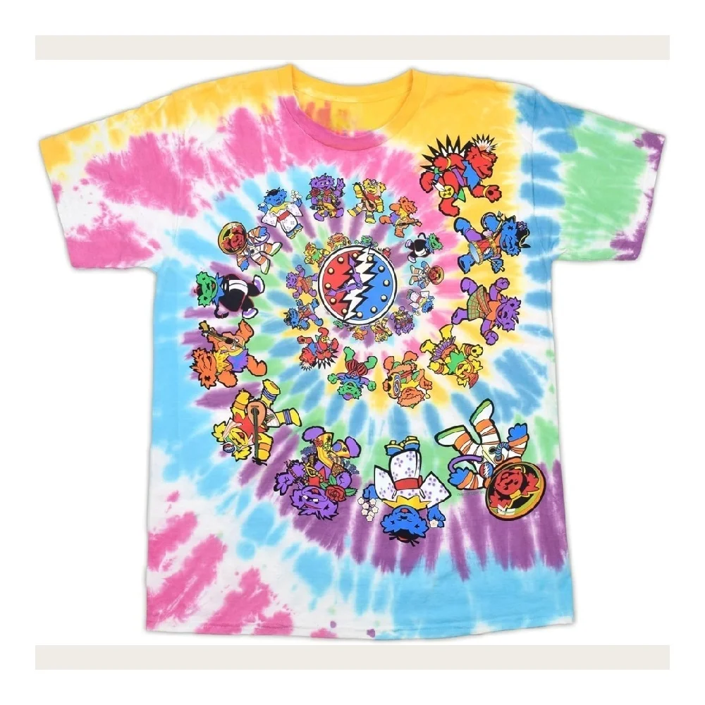 Grateful Dead Spiral Bears Tie Dye Tee Retro Rock Band All Over Print Colorful Men's Women O Neck Short-Sleeved Sports Kids Top
Grateful Dead Spiral Bears Tie Dye Tee Retro Rock Band All Over Print Colorful Men's Women O Neck Short-Sleeved Sports Kids Top