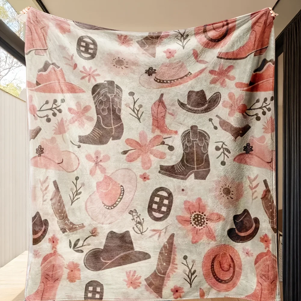 Western Cowboy Boots & Horseshoes Flannel Blanket - Soft Pink & Brown Plush All-Season Cozy Throw for Couch, Bed, Travel
Western Cowboy Boots & Horseshoes Flannel Blanket - Soft Pink & Brown Plush All-Season Cozy Throw for Couch, Bed, Travel