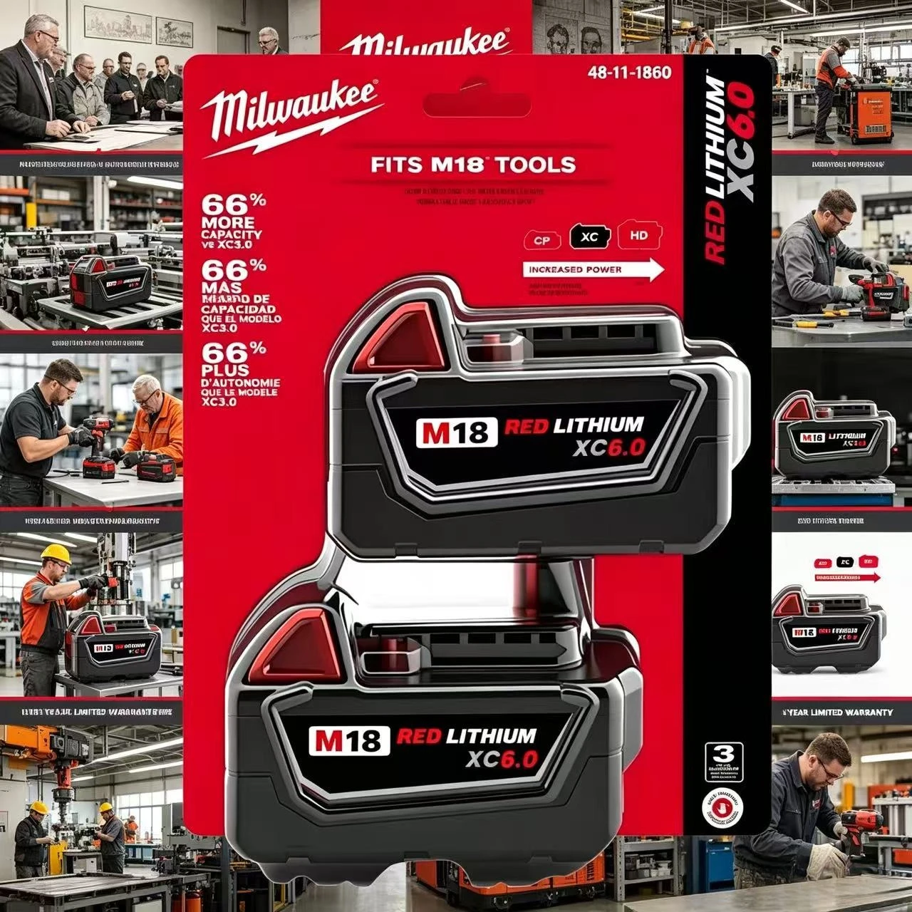 100% New Milwaukee M18 6.0Ah High Output Battery 18V Lithium-ion Rechargeable for Milwaukee M18 Cordless Power Tools
100% New Milwaukee M18 6.0Ah High Output Battery 18V Lithium-ion Rechargeable for Milwaukee M18 Cordless Power Tools