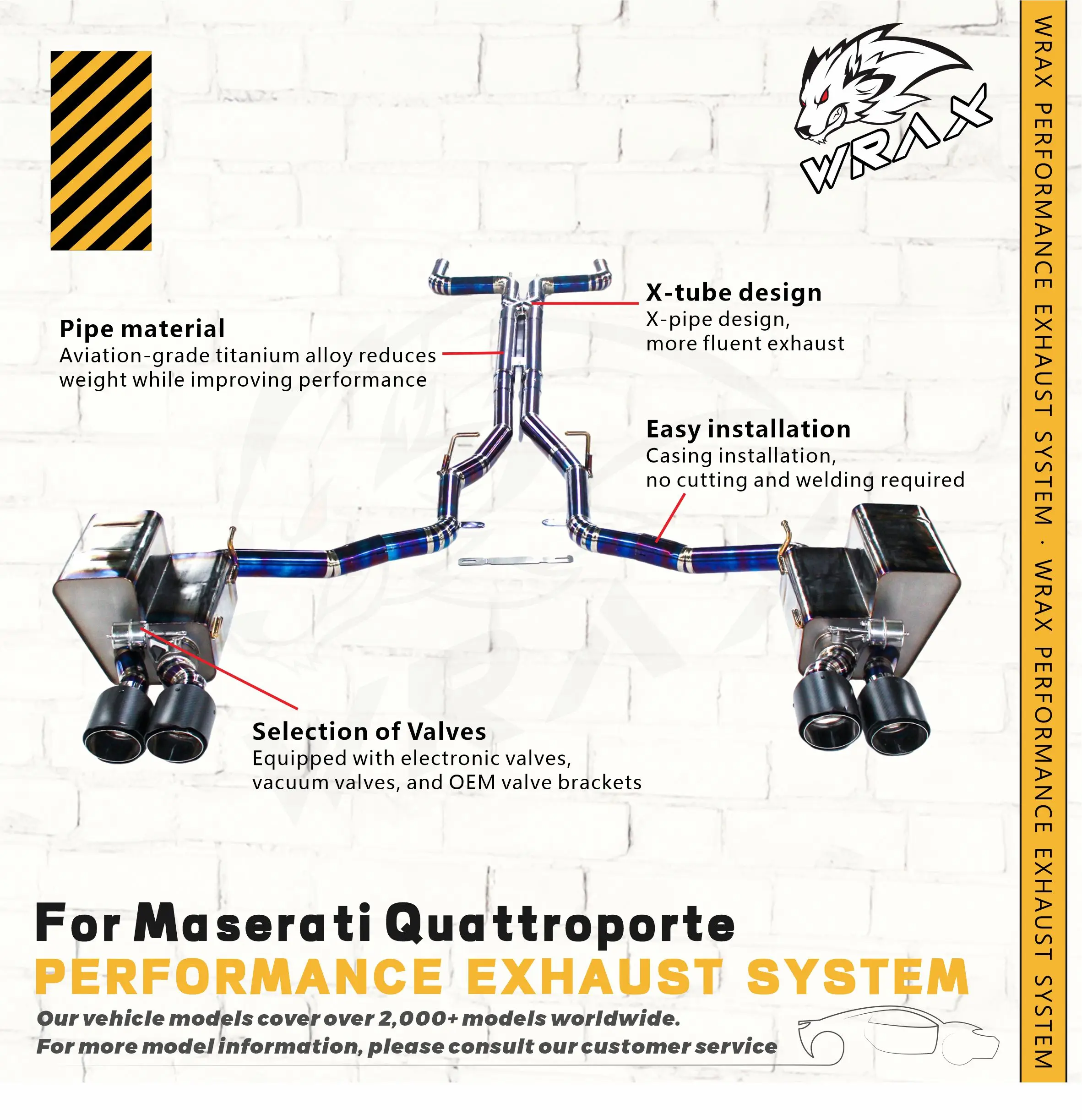 WRAX High-flow Sports Exhaust for Maserati Quattroporte Baked blue Titanium Valve Catback Upgraded X-tube design Supercar Sound
WRAX High-flow Sports Exhaust for Maserati Quattroporte Baked blue Titanium Valve Catback Upgraded X-tube design Supercar Sound