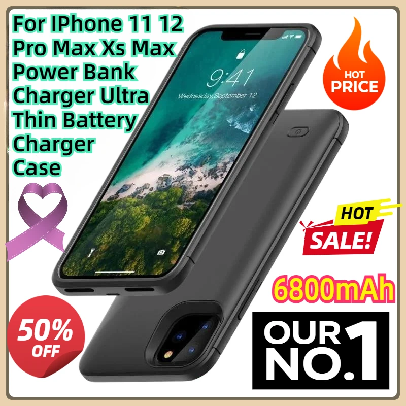 For IPhone 11 12 Pro Max Xs Max Power Bank Charger Ultra Thin Battery Charger Case
For IPhone 11 12 Pro Max Xs Max Power Bank Charger Ultra Thin Battery Charger Case