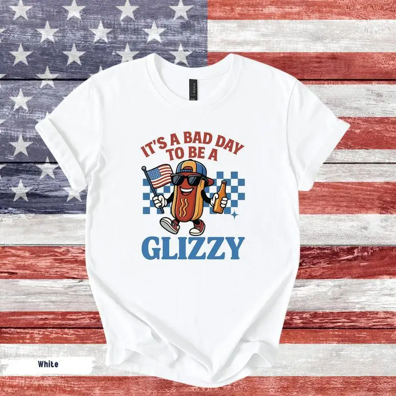 Funny "It's a Bad Day to be a Glizzy" T-Shirt, American Flag Hot Dog Graphic Tee, Casual Summer Blouse, Streetwear Short Sleeve
Funny "It's a Bad Day to be a Glizzy" T-Shirt, American Flag Hot Dog Graphic Tee, Casual Summer Blouse, Streetwear Short Sleeve