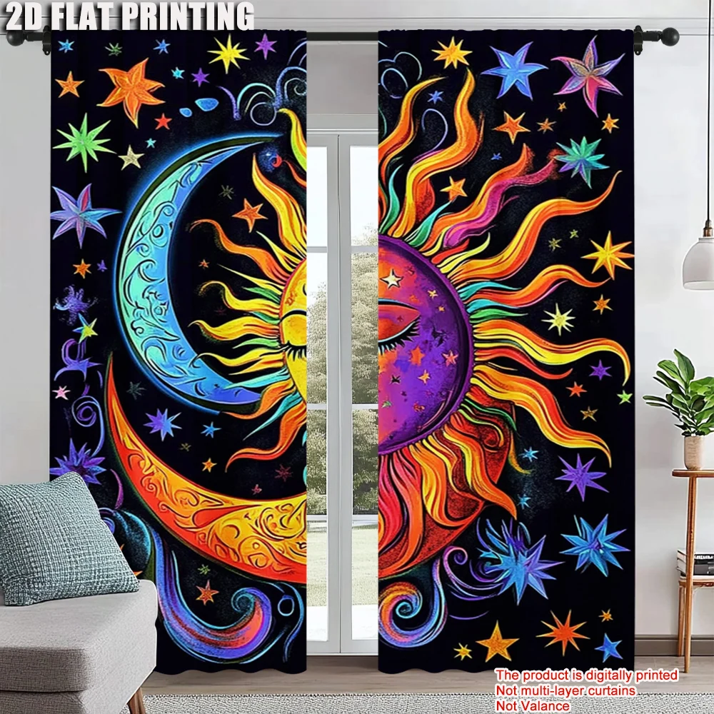 2Pcs Abstract Sun Moon Pattern Window Curtains Rod Pocket Fantasy Style Decorative Curtain For Kitchen Living Room Office
2Pcs Abstract Sun Moon Pattern Window Curtains Rod Pocket Fantasy Style Decorative Curtain For Kitchen Living Room Office