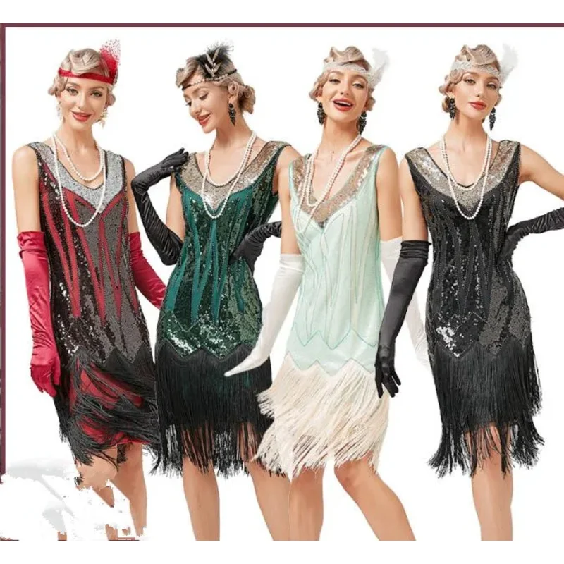 1920S Flapper Dress Great Gatsby Black Vintage Dress V Neck Beaded Fringed Tassels Cocktail Prom Wedding Party Cosplay Dress
1920S Flapper Dress Great Gatsby Black Vintage Dress V Neck Beaded Fringed Tassels Cocktail Prom Wedding Party Cosplay Dress