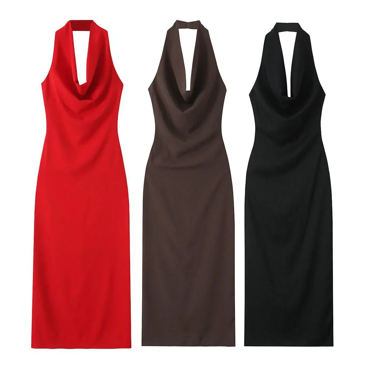 2025 New Foreign Trade Women Clothing Temperament Draped Halter Neck Female Midi Dress
2025 New Foreign Trade Women Clothing Temperament Draped Halter Neck Female Midi Dress