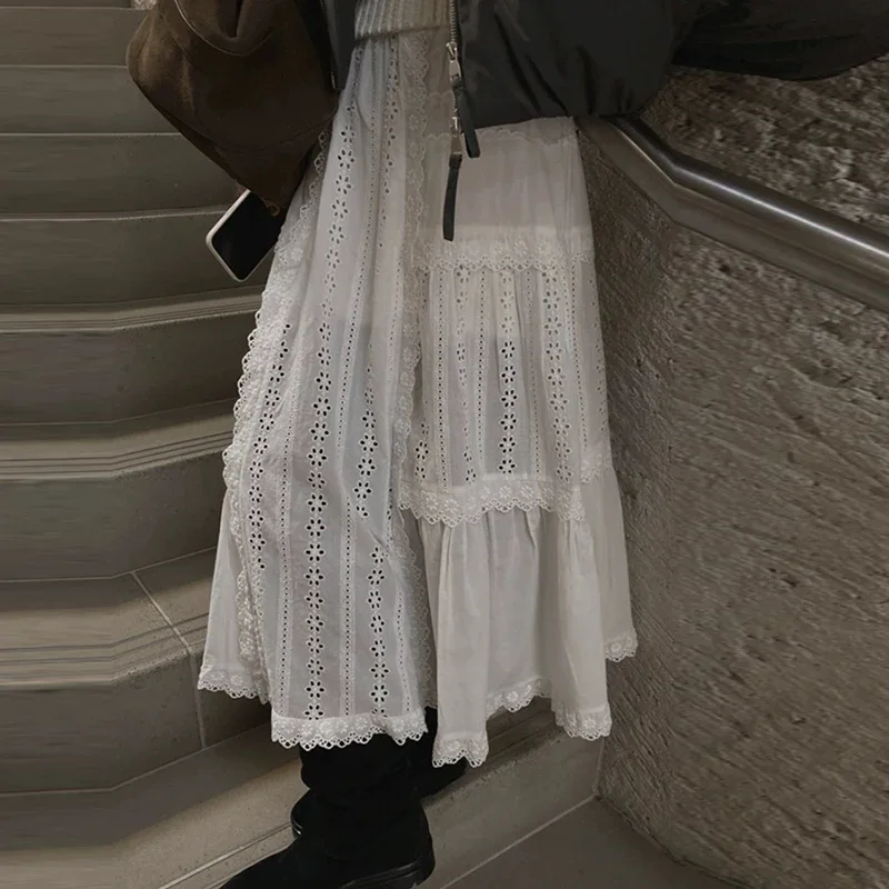 South korea Chic Spring French sle Gentle High Waist Slimming Versatile Patchwork Lace A- line Skirt Long dress S45
South korea Chic Spring French sle Gentle High Waist Slimming Versatile Patchwork Lace A- line Skirt Long dress S45