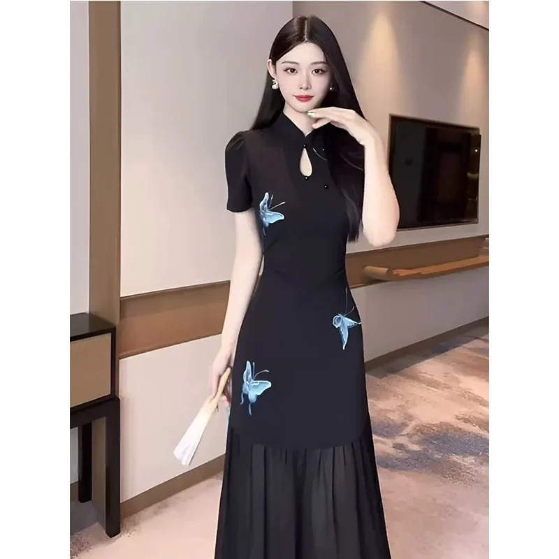 Женская одежда больших размеров, винтажное платье с вышивкой бабочки, женское лоскутное платье из сетчатой пряжи в китайском стиле, длинное платье с короткими рукавами
Женская одежда больших размеров, винтажное платье с вышивкой бабочки, женское лоскутное платье из сетчатой пряжи в китайском стиле, длинное платье с короткими рукавами