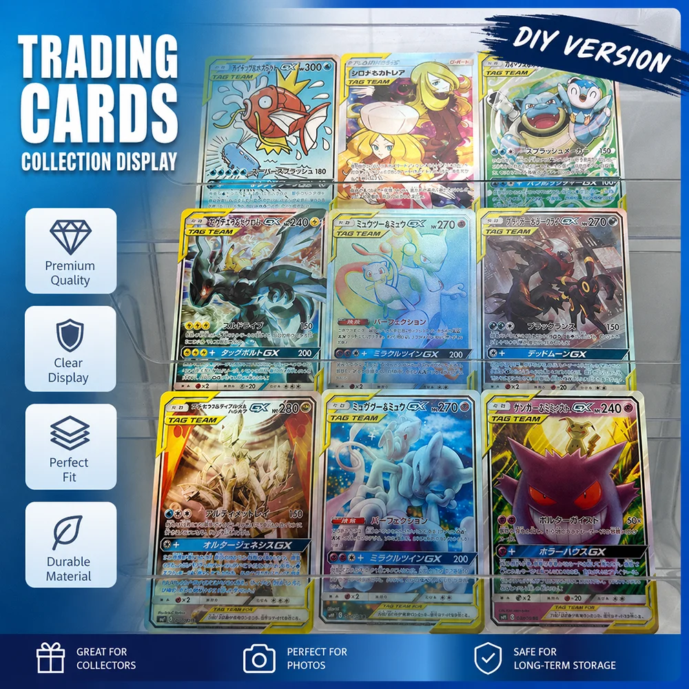 Коллекционные карты Anime PTCG: Набор DIY Tag Team GX из 9 штук — Мьюто и Мью, Генгар и Мимикю. Редкие голографические фольгированные коллекционные карты.
Коллекционные карты Anime PTCG: Набор DIY Tag Team GX из 9 штук — Мьюто и Мью, Генгар и Мимикю. Редкие голографические фольгированные коллекционные карты.