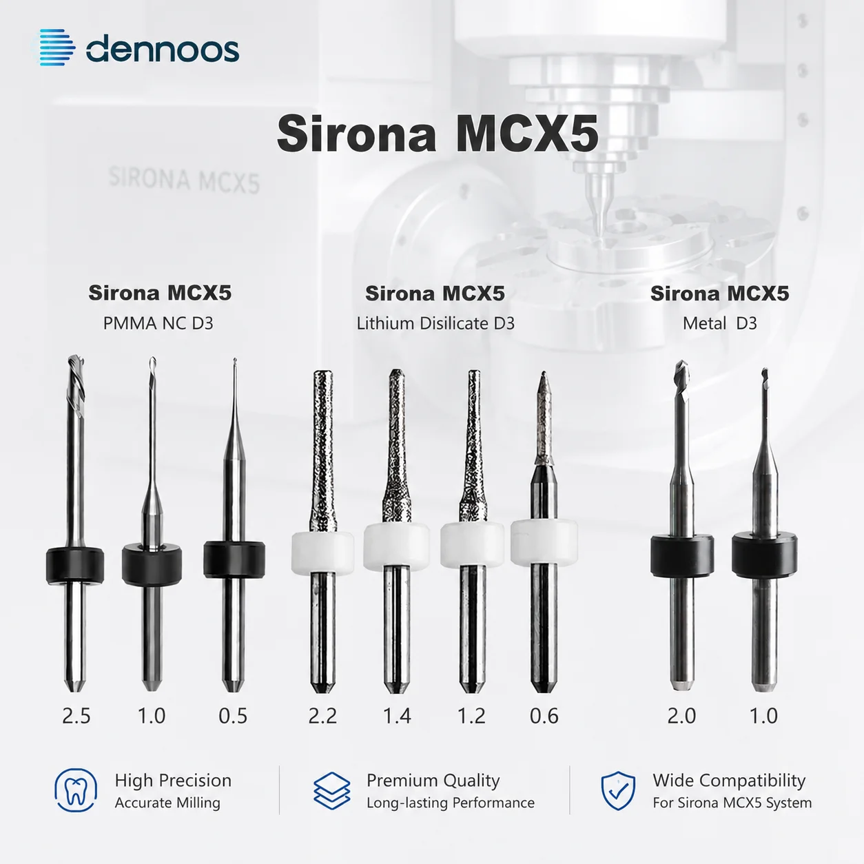 Sirona MCX5 Milling Burs D3 Shank for Glass Ceramics/PMMA/Metal Dental Lab MCX5 Fresadora Milling Cutter Tool
Sirona MCX5 Milling Burs D3 Shank for Glass Ceramics/PMMA/Metal Dental Lab MCX5 Fresadora Milling Cutter Tool