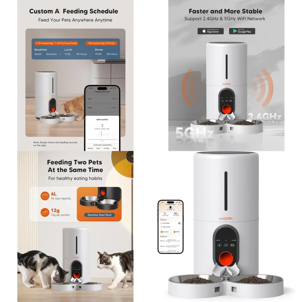 Smart Pet Feeder with Remote Control, 6L Food Dispenser, Adjustable Meal Times for Cats & Dogs
Smart Pet Feeder with Remote Control, 6L Food Dispenser, Adjustable Meal Times for Cats & Dogs