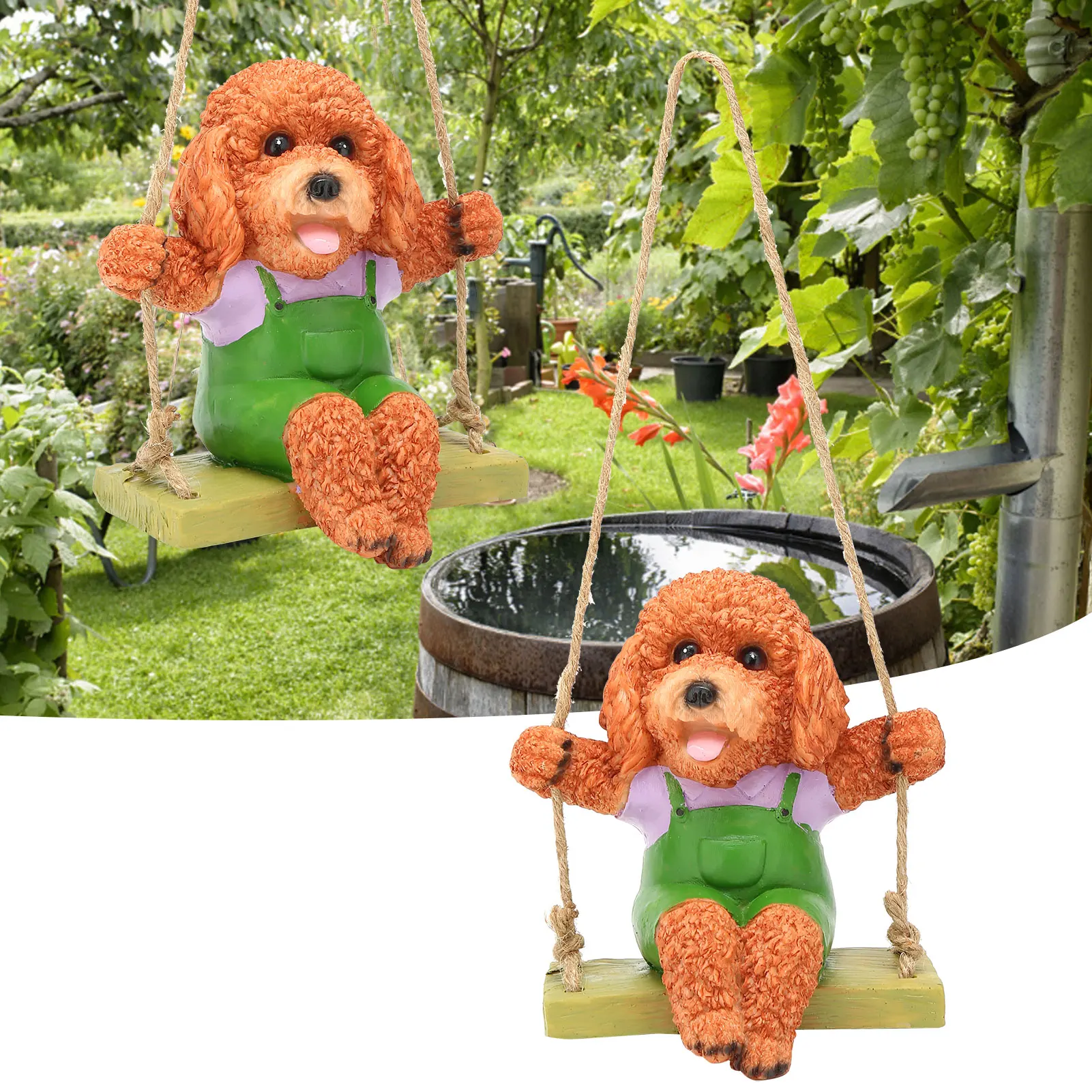 Swing Animal Hanging Teddy Dog Cartoon Garden Decoration Pendant Style Resin Statue Crafts
Swing Animal Hanging Teddy Dog Cartoon Garden Decoration Pendant Style Resin Statue Crafts