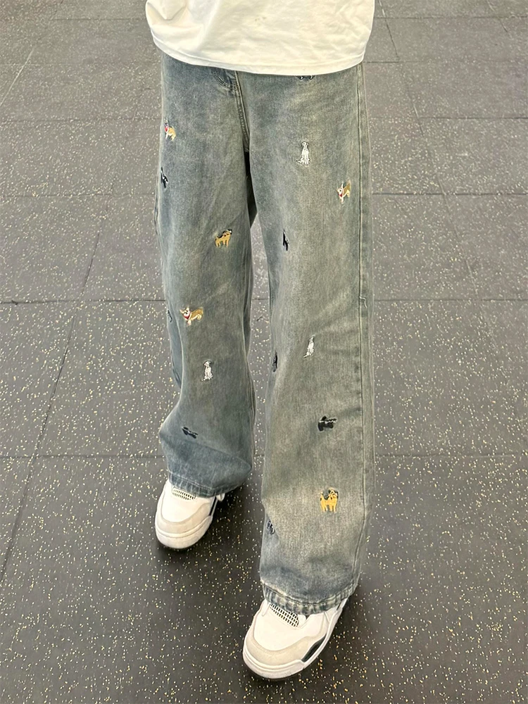 Trendy American Sle Embroidered Cartoon Dog Jeans Men's Long Straight Leg Trousers Spring Autumn Small Design Sense Pants
Trendy American Sle Embroidered Cartoon Dog Jeans Men's Long Straight Leg Trousers Spring Autumn Small Design Sense Pants