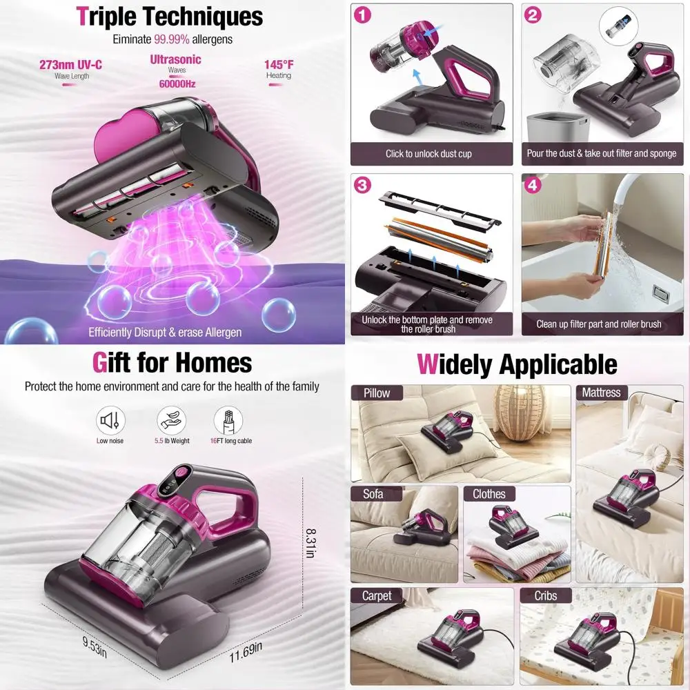 Ультразвуковой 145л ° Очиститель матрасов F, 650 Вт, всасывание 17 кПа, УФ-светильник, щетка 80000 об/мин, широкий порт для кроватей и мебели
Ультразвуковой 145л ° Очиститель матрасов F, 650 Вт, всасывание 17 кПа, УФ-светильник, щетка 80000 об/мин, широкий порт для кроватей и мебели