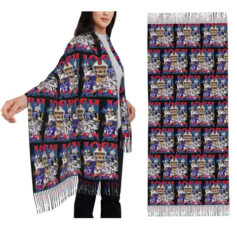 Josh Allen Buffalo Bills Duff's Chicken Wings Scarf Tassel Scarves Women Soft Warm Shawls and Wraps Large Fall Winter Shawl Wrap