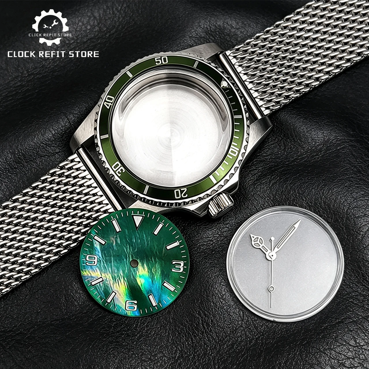 39.5mm Watch Mod Kit Mesh Strap Domed Sapphire Luminous Dial Compatible With NH35 NH36 4R Movement
39.5mm Watch Mod Kit Mesh Strap Domed Sapphire Luminous Dial Compatible With NH35 NH36 4R Movement