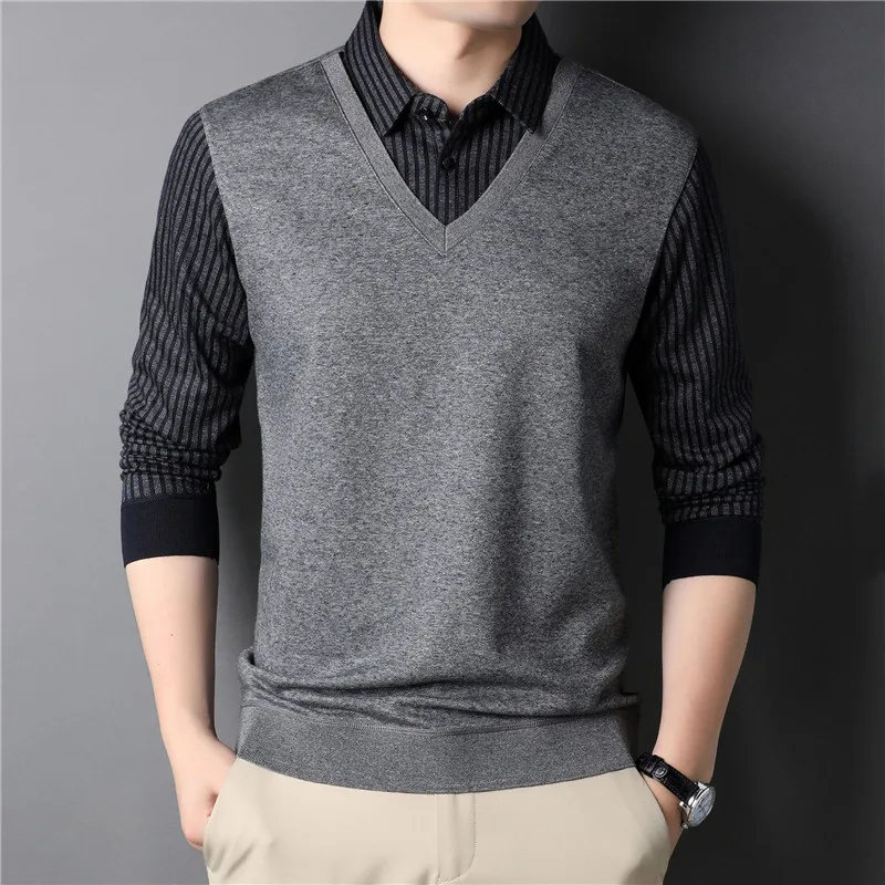 2022 New Fake Two Piece Polo Shirt for Men Long Sleeve Solid Autumn and Winter Clothing Luxury Designer Clothes Men Polo Shirt
2022 New Fake Two Piece Polo Shirt for Men Long Sleeve Solid Autumn and Winter Clothing Luxury Designer Clothes Men Polo Shirt