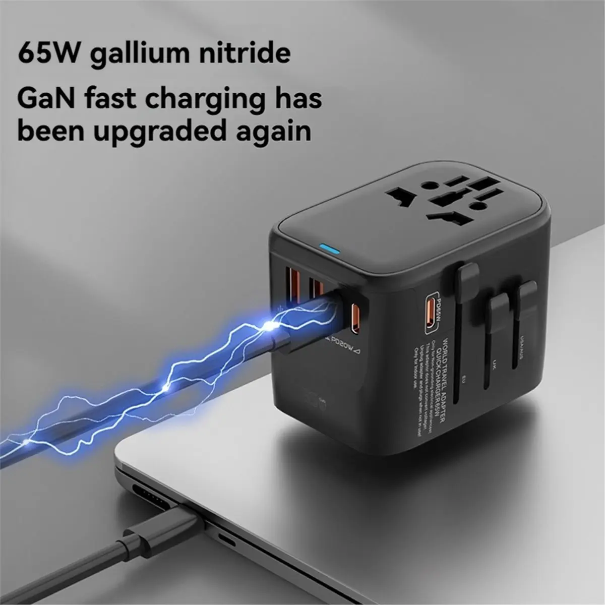 A40I GaN65W International Travel Adapter with 2USB 3 Type C GaN Fast Charging Adapter with EU AU US UK Plug for Travel Black
A40I GaN65W International Travel Adapter with 2USB 3 Type C GaN Fast Charging Adapter with EU AU US UK Plug for Travel Black