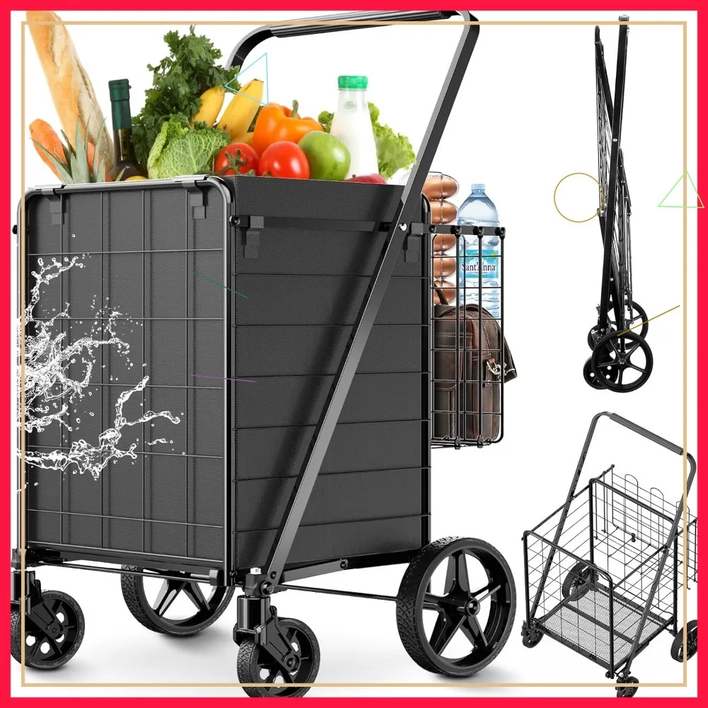 Heavy Duty Folding Shopping Cart with 330LBS Capacity, Waterproof Liner and 360° Wheels for Groceries & Laundry
Heavy Duty Folding Shopping Cart with 330LBS Capacity, Waterproof Liner and 360° Wheels for Groceries & Laundry