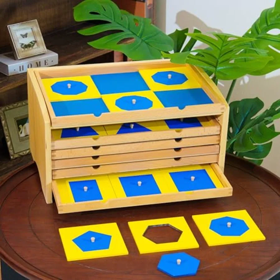 Montessori Geometric Cabinet Complete Set 18lbs - 6 Drawer Solid Beechwood Sensorial Materials, 35 Geometric Insets for Early E
Montessori Geometric Cabinet Complete Set 18lbs - 6 Drawer Solid Beechwood Sensorial Materials, 35 Geometric Insets for Early E