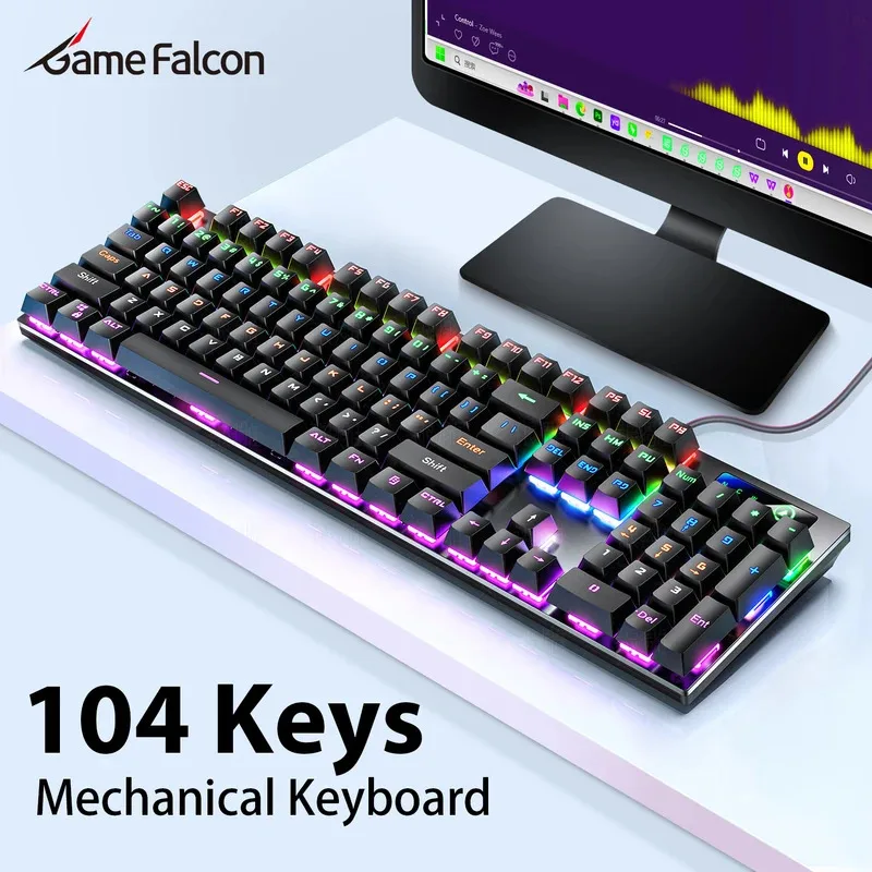 104 Keys Mechanical Keyboards Wired Office Gaming keyboard For Windows And Mac Computer Laptop PC Green Axis RGB
104 Keys Mechanical Keyboards Wired Office Gaming keyboard For Windows And Mac Computer Laptop PC Green Axis RGB