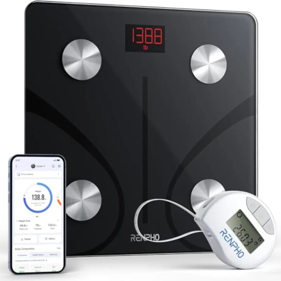 Body measuring scale for weight loss and muscle gain: digital Bluetooth smart scale with tape measure, 400lb capacity, inches/c
Body measuring scale for weight loss and muscle gain: digital Bluetooth smart scale with tape measure, 400lb capacity, inches/c