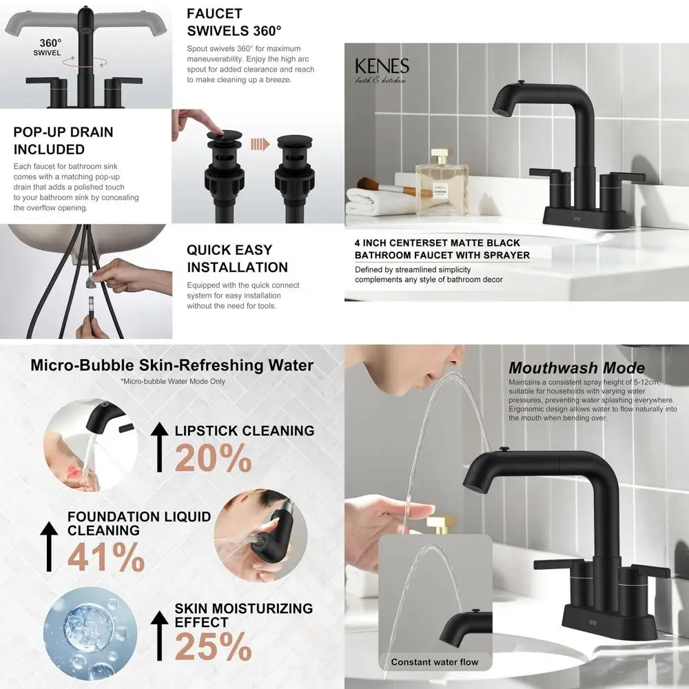 Смеситель для ванной комнаты с матовым черным центром и выдвижным распылением, 4 дюйма, 2 ручки, в комплект входит всплывающий слив и линия подачи — LJ-9059A-2
Смеситель для ванной комнаты с матовым черным центром и выдвижным распылением, 4 дюйма, 2 ручки, в комплект входит всплывающий слив и линия подачи — LJ-9059A-2